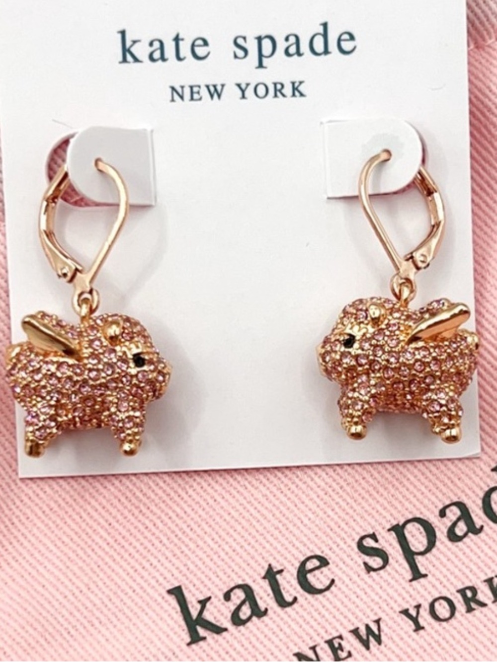 KATE SPADE NEW YORK ♠️ IMAGINATION FLYING PIG PAVÉ DROP EARRINGS - Picture 4 of 9